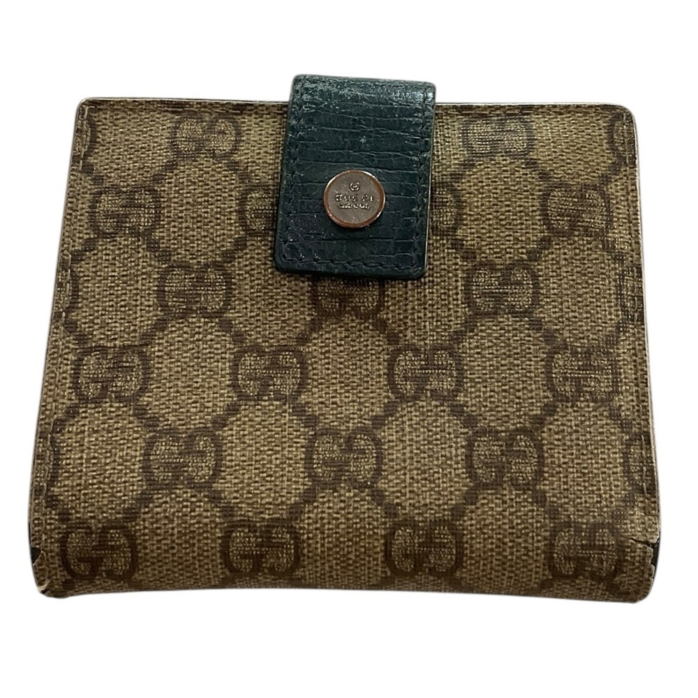 Gucci Blue and Brown Canvas Coated Folding Wallet